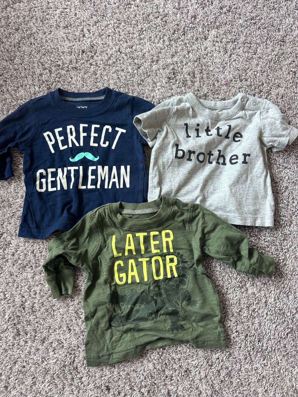 Carter's Baby Boys Size 0-3M Graphic T-Shirt Lot (Set of 3)
